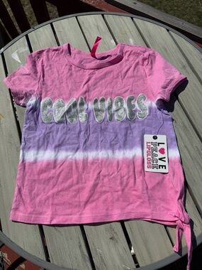 Girls' Pink & Purple Tie-Dye "Cool Vibes" Short Sleeve Tee